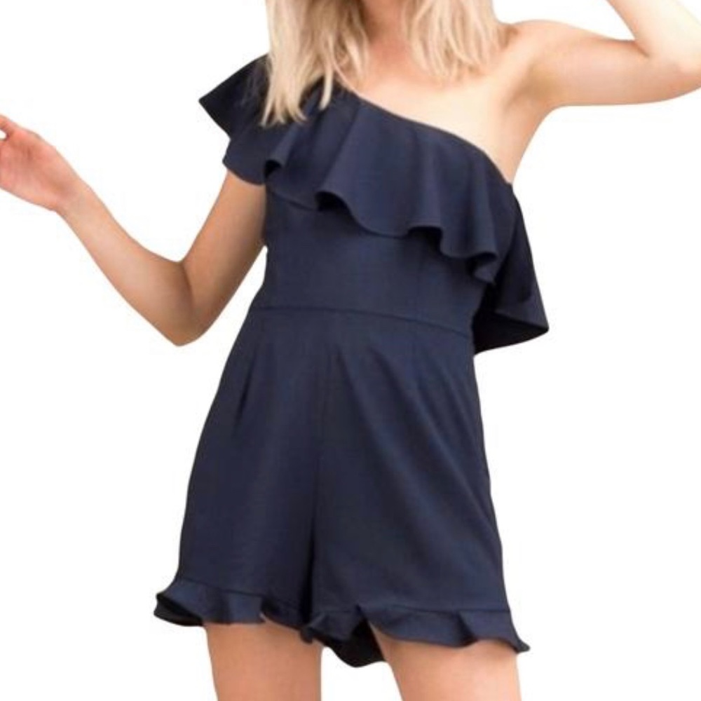 J.O.A ruffle one shoulder jumpsuit